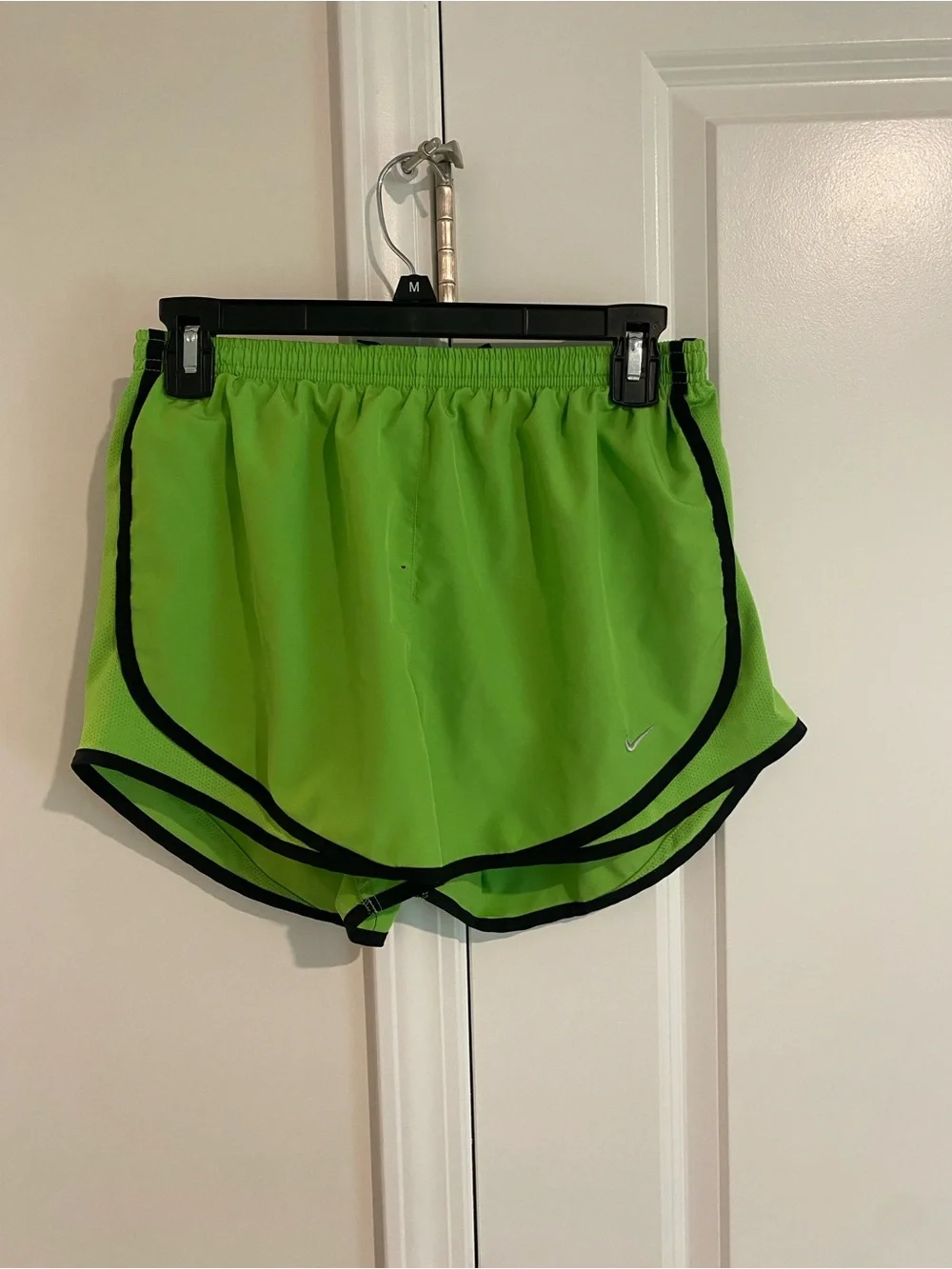 Nike Women's lime Green Athletic Running Shorts with Black Trim